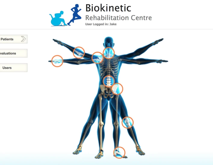 Home screen of a biokineticist practice system built in FileMaker
